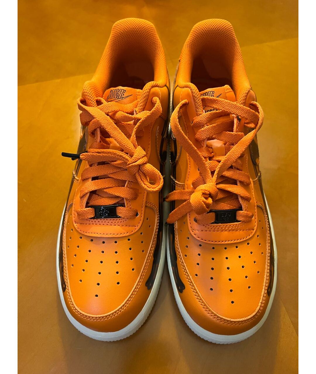NIKE Оранжевое кожаные низкие кроссовки / кеды, фото 2
