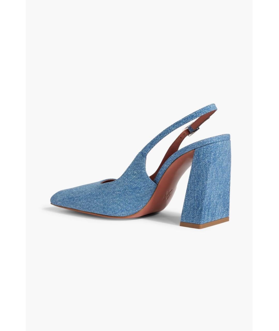 Amina Muaddi Голубые замшевые туфли, фото 3