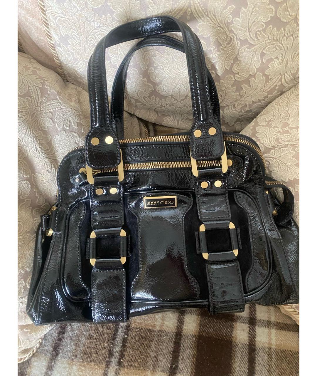 JIMMY CHOO Черная сумка с короткими ручками из лакированной кожи, фото 2