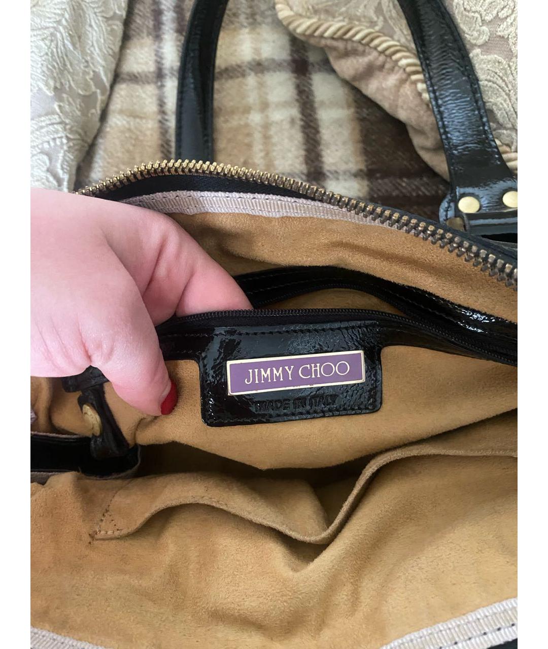 JIMMY CHOO Черная сумка с короткими ручками из лакированной кожи, фото 4