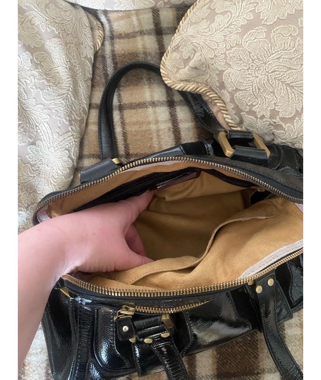 JIMMY CHOO Черная сумка с короткими ручками из лакированной кожи, фото 3