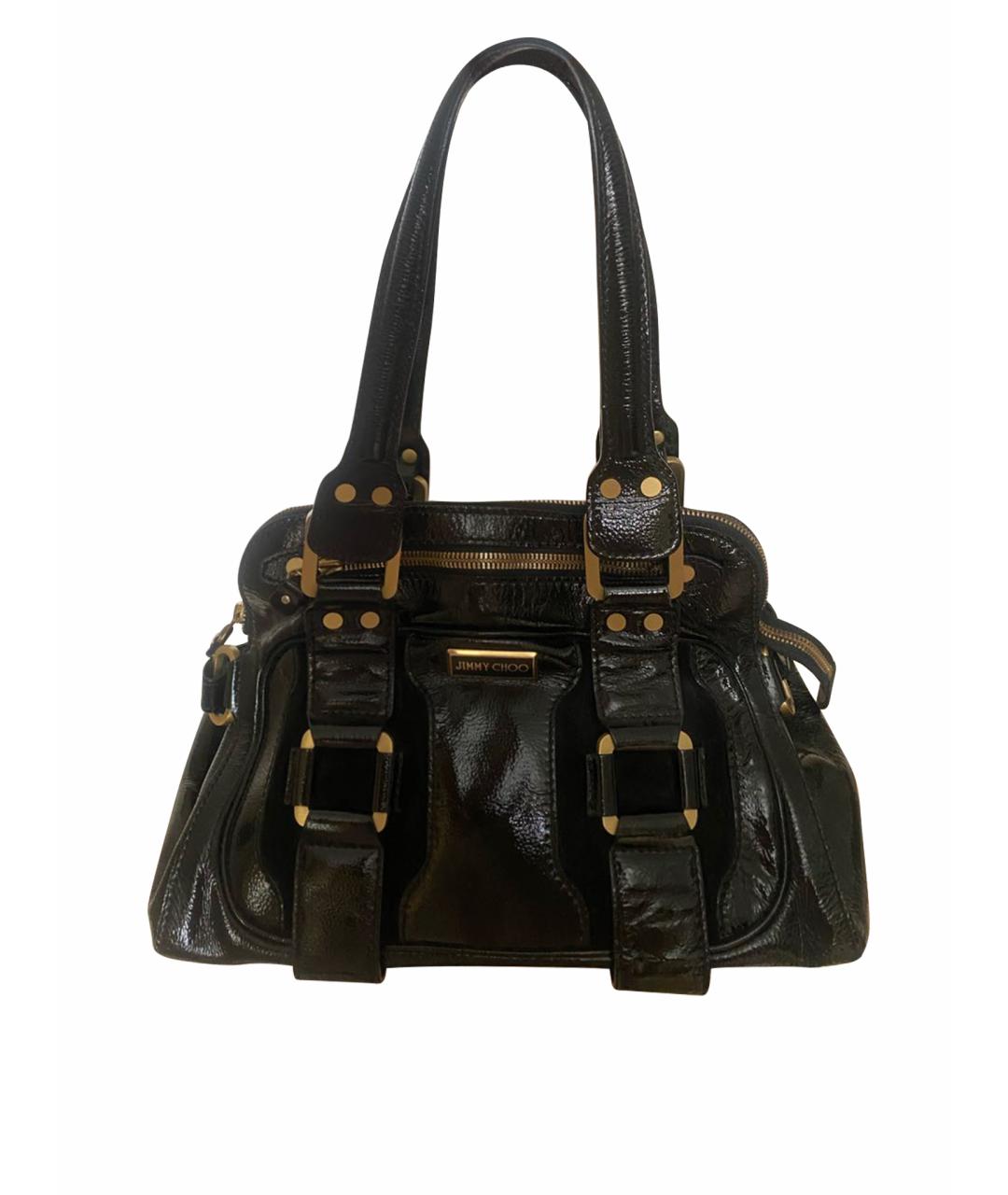 JIMMY CHOO Черная сумка с короткими ручками из лакированной кожи, фото 1
