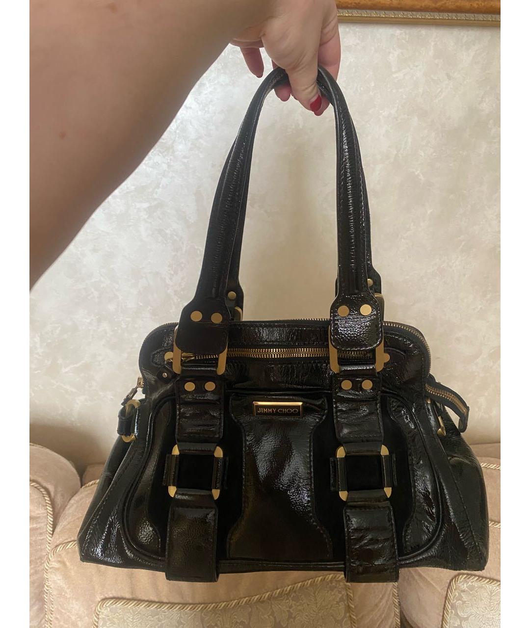 JIMMY CHOO Черная сумка с короткими ручками из лакированной кожи, фото 5