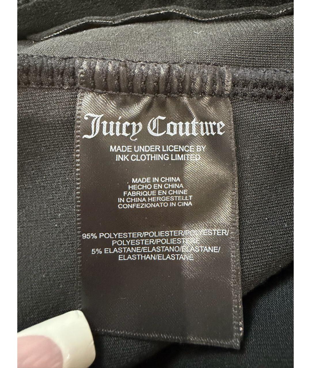 JUICY COUTURE Черные полиэстеровые прямые брюки, фото 2