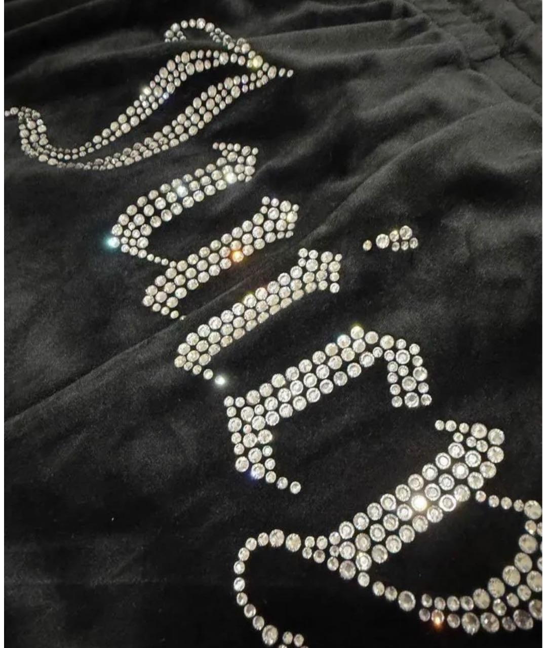 JUICY COUTURE Черные полиэстеровые прямые брюки, фото 4