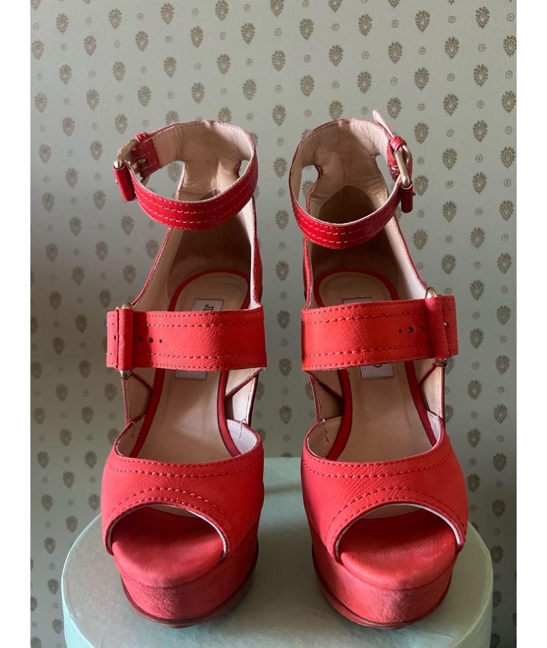 JIMMY CHOO Оранжевое кожаные босоножки, фото 3