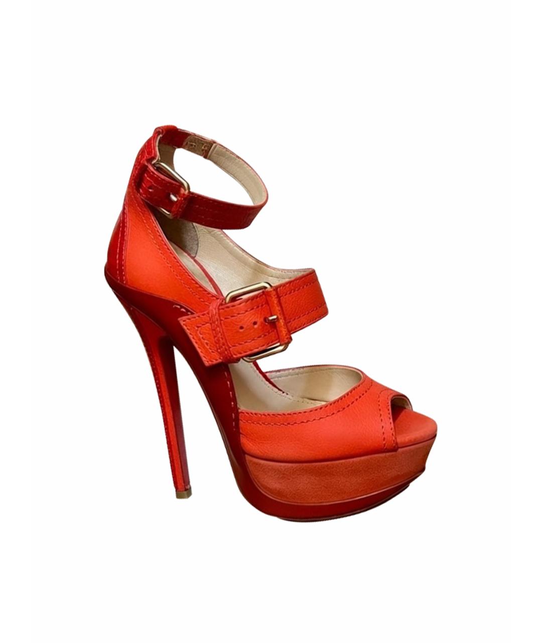 JIMMY CHOO Оранжевое кожаные босоножки, фото 1