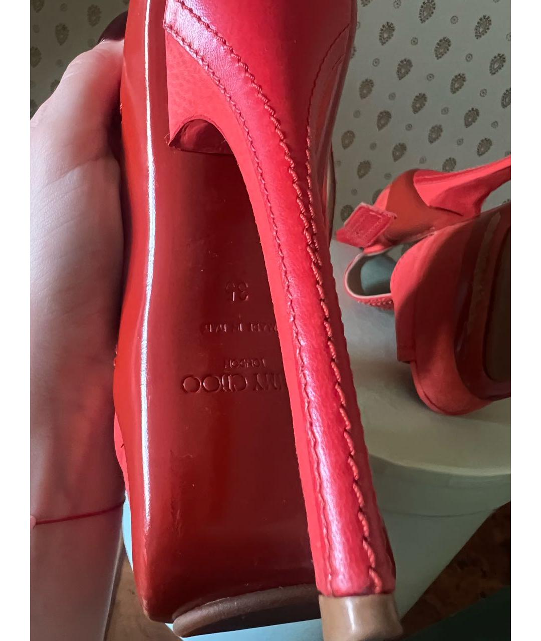 JIMMY CHOO Оранжевое кожаные босоножки, фото 5