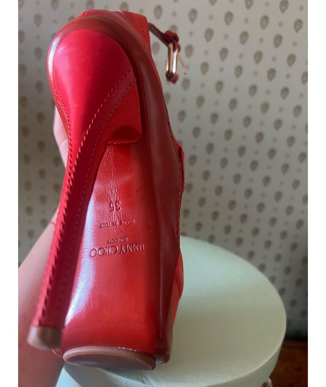 JIMMY CHOO Оранжевое кожаные босоножки, фото 6