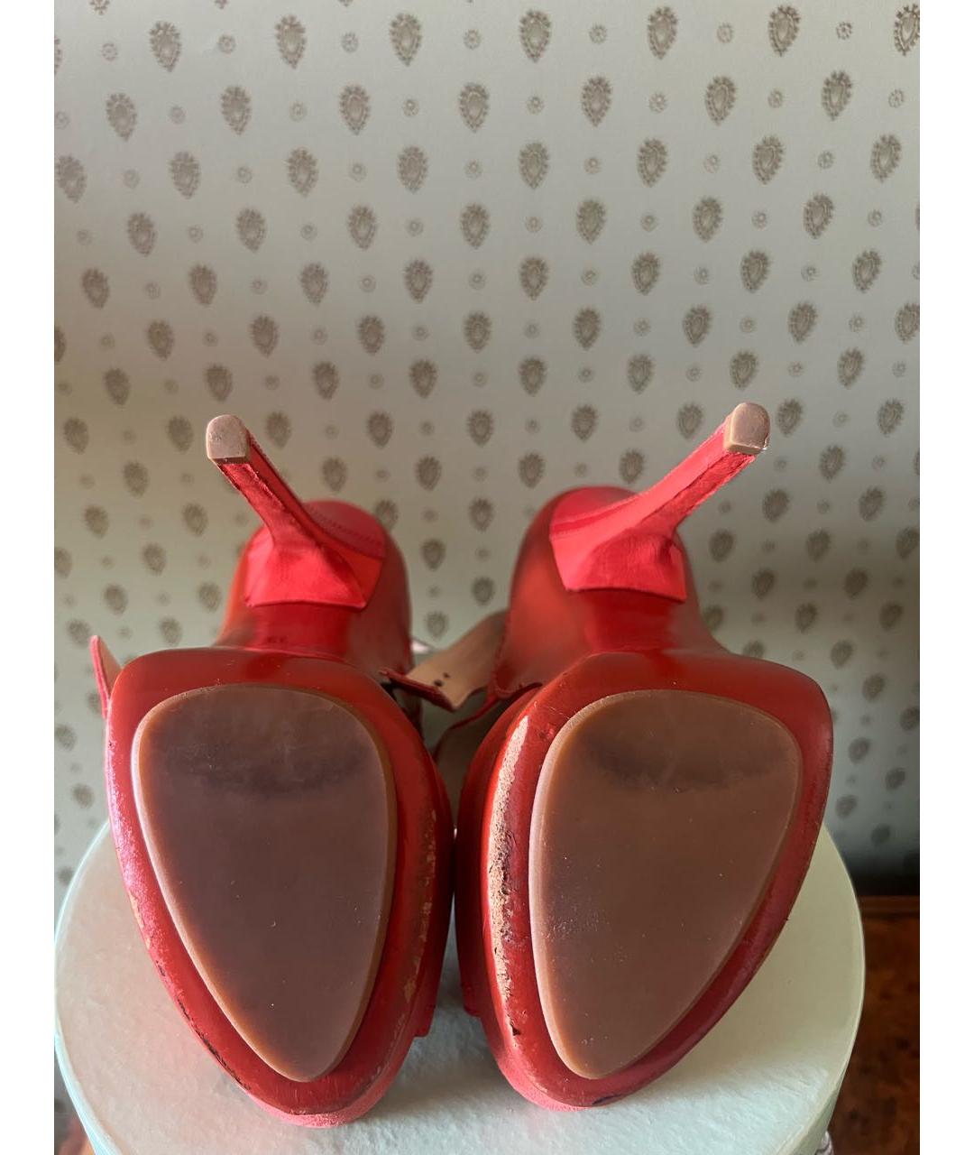 JIMMY CHOO Оранжевое кожаные босоножки, фото 4