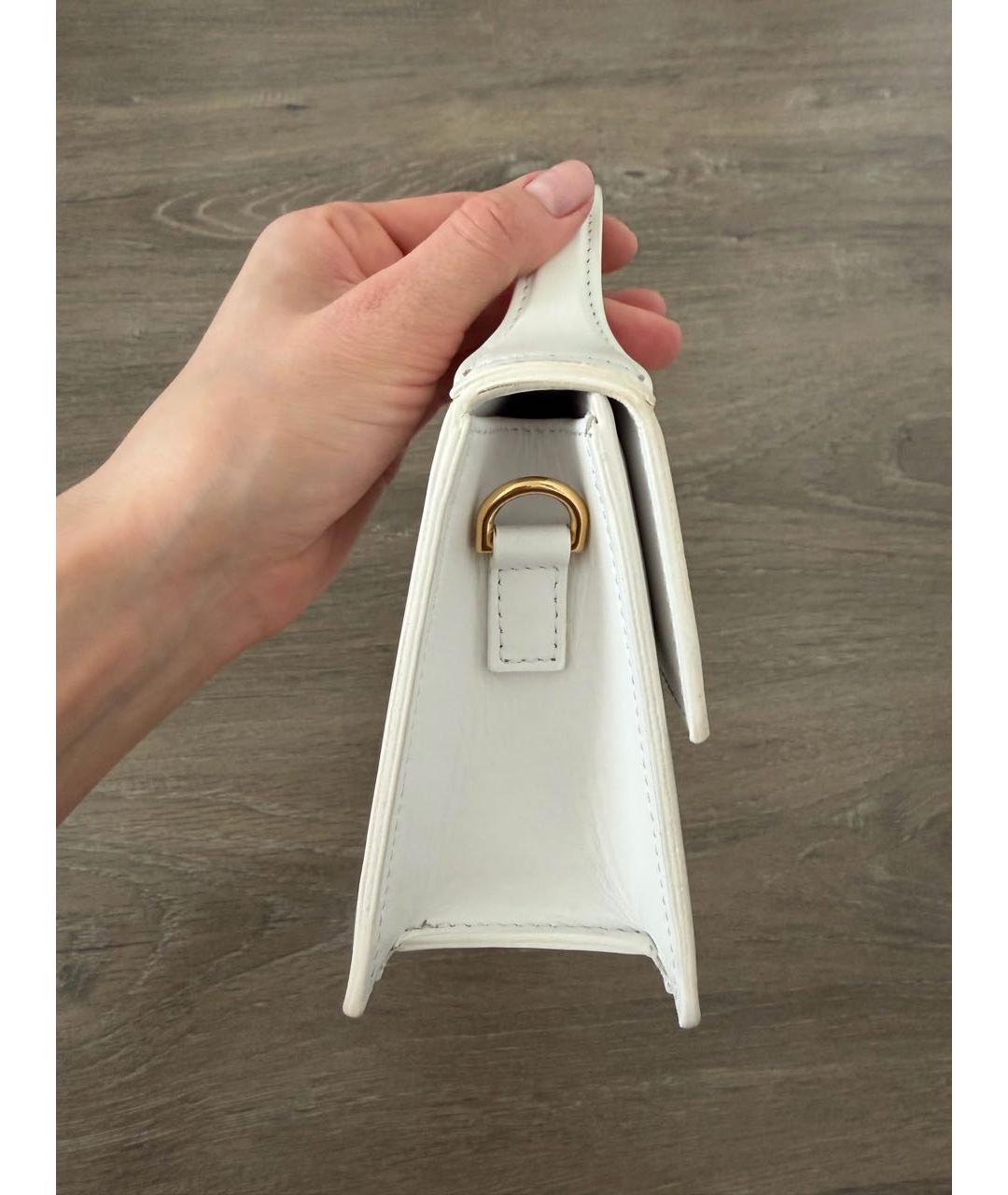 JACQUEMUS Белая кожаная сумка с короткими ручками, фото 4