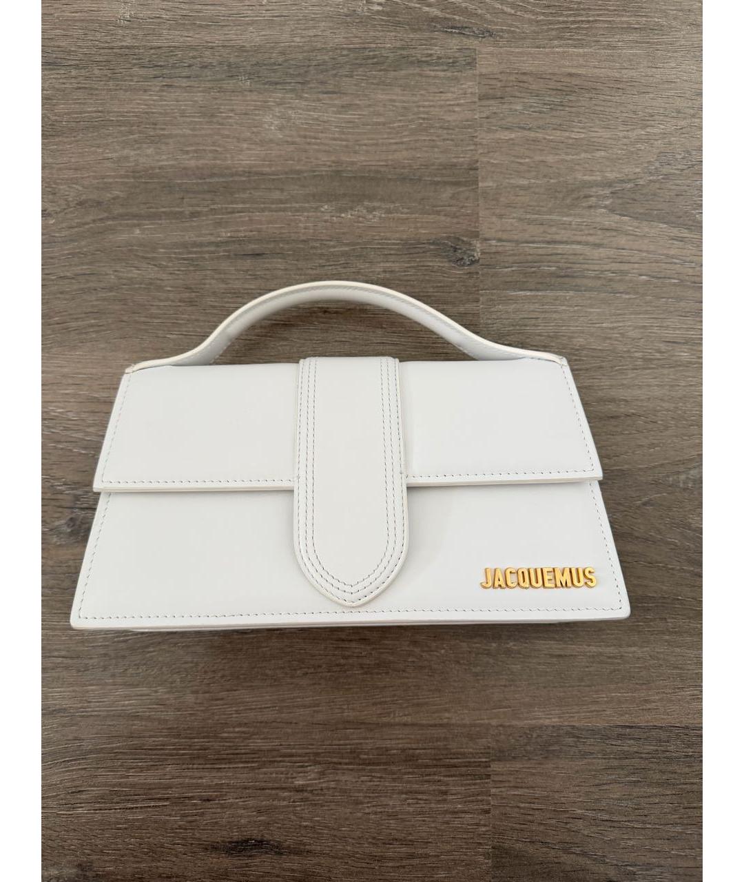 JACQUEMUS Белая кожаная сумка с короткими ручками, фото 8