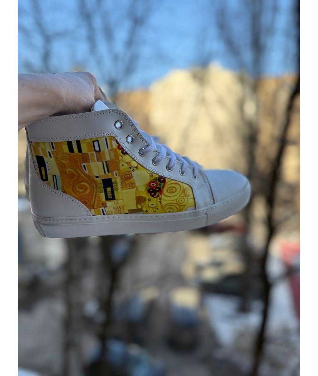 LABO.ART Белые кожаные высокие кроссовки / кеды, фото 7