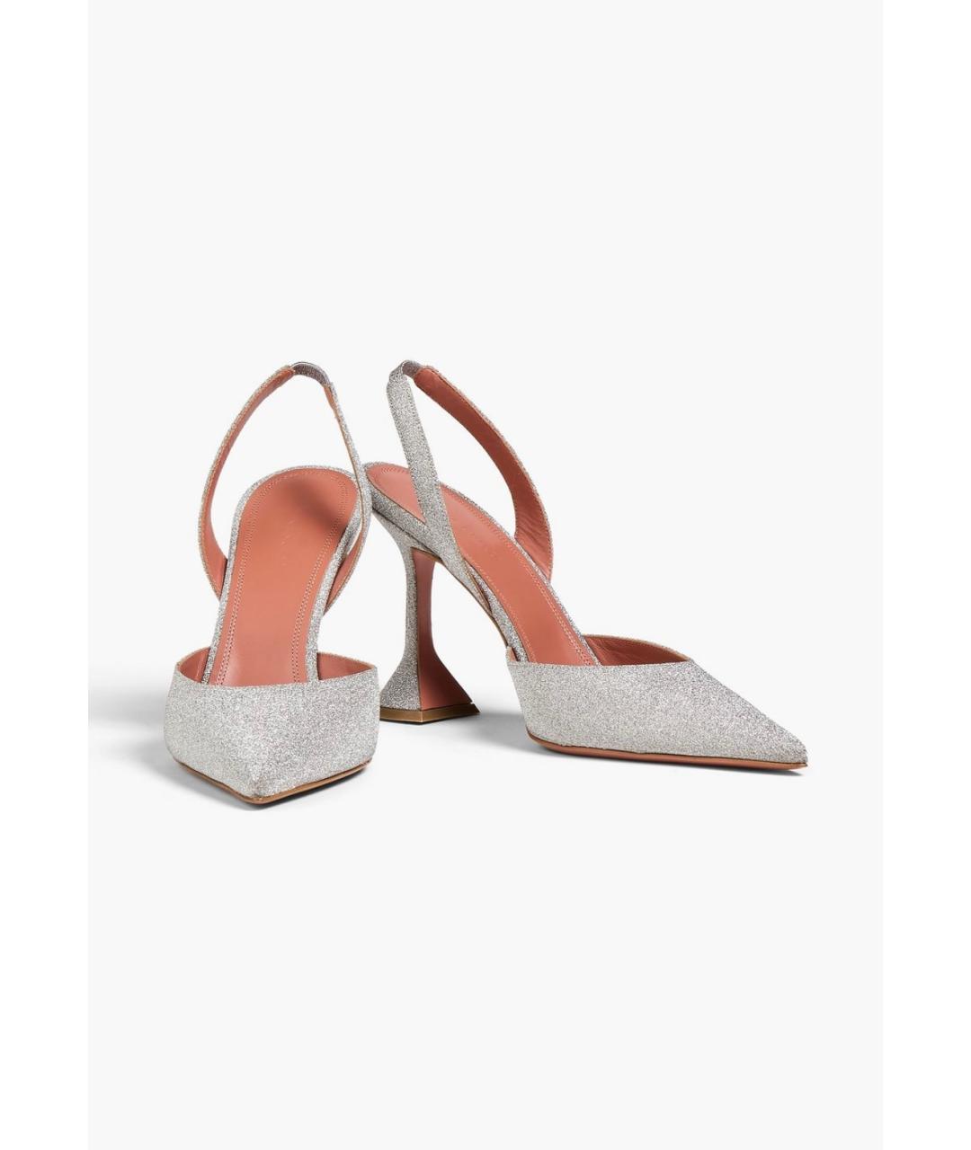 Amina Muaddi Серебряные кожаные туфли, фото 2