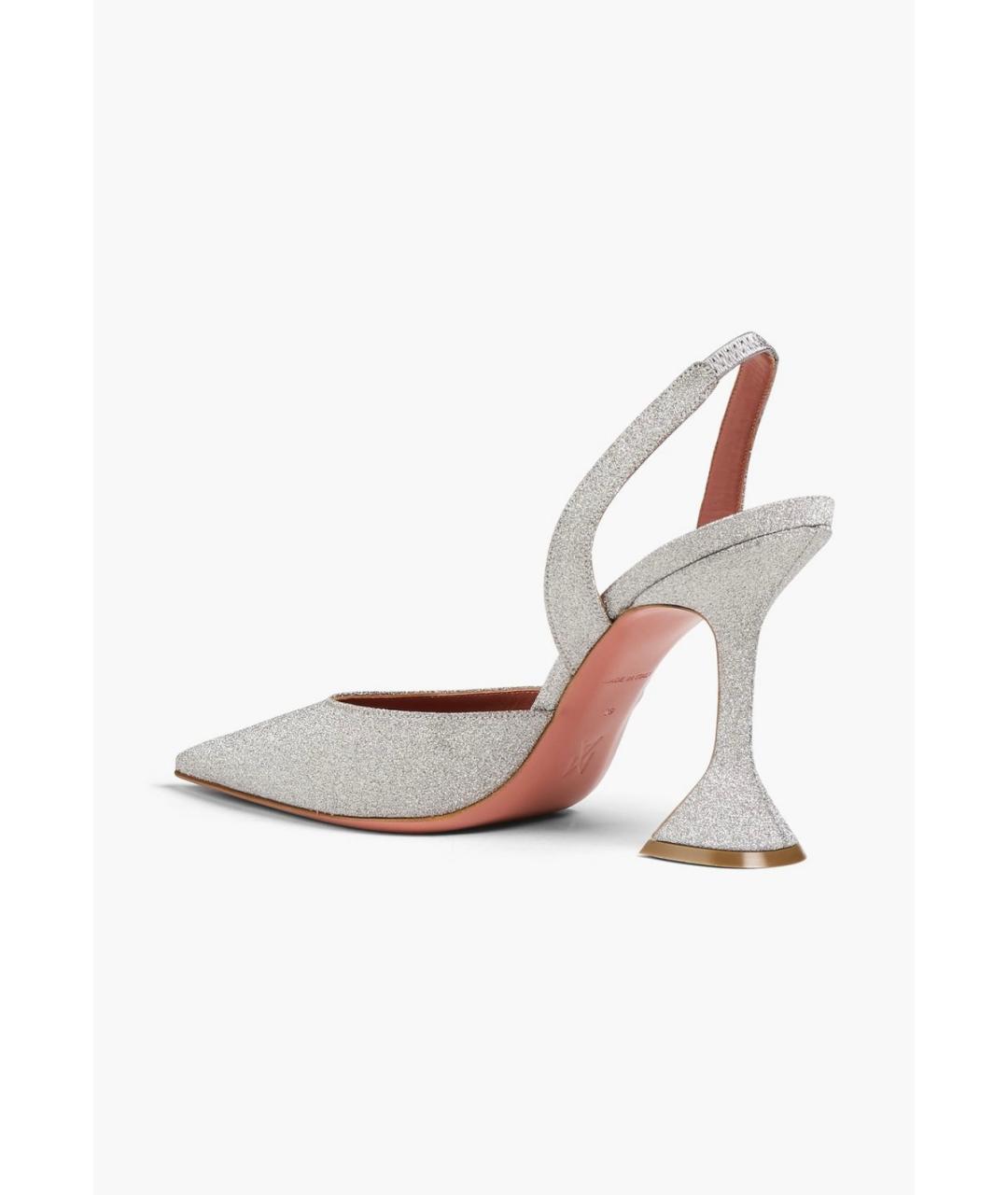 Amina Muaddi Серебряные кожаные туфли, фото 3