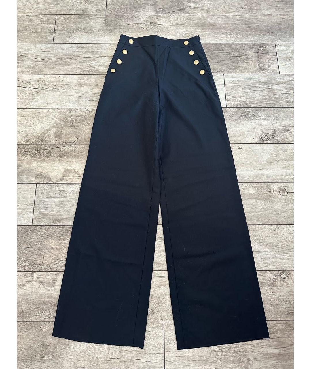 MAX MARA STUDIO Темно-синие шерстяные брюки широкие, фото 3