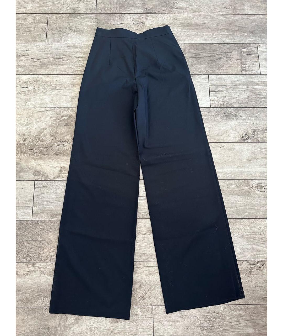 MAX MARA STUDIO Темно-синие шерстяные брюки широкие, фото 6