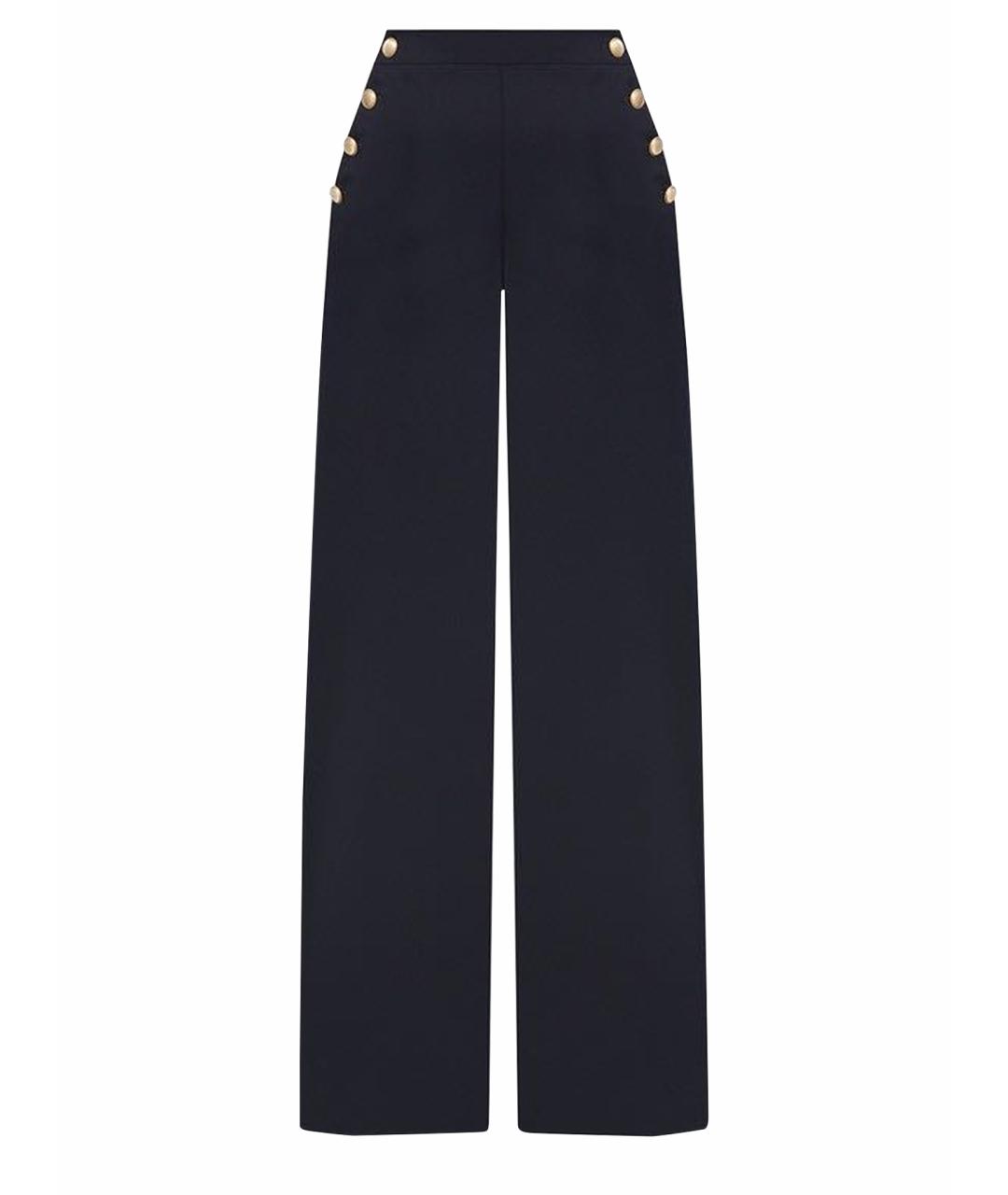 MAX MARA STUDIO Темно-синие шерстяные брюки широкие, фото 1