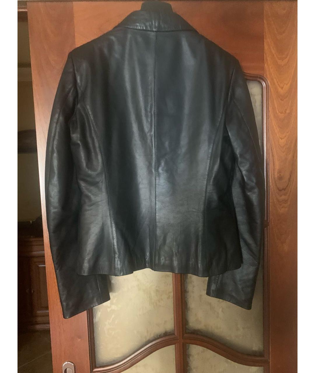 VERSACE Черная кожаная куртка, фото 2