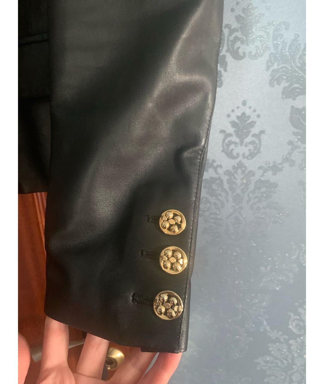 VERSACE Черная кожаная куртка, фото 4