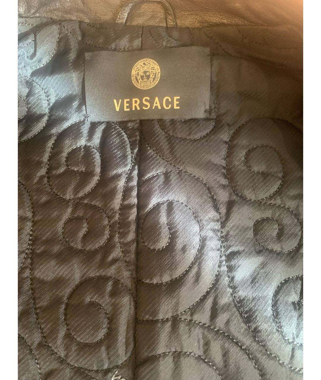 VERSACE Черная кожаная куртка, фото 3