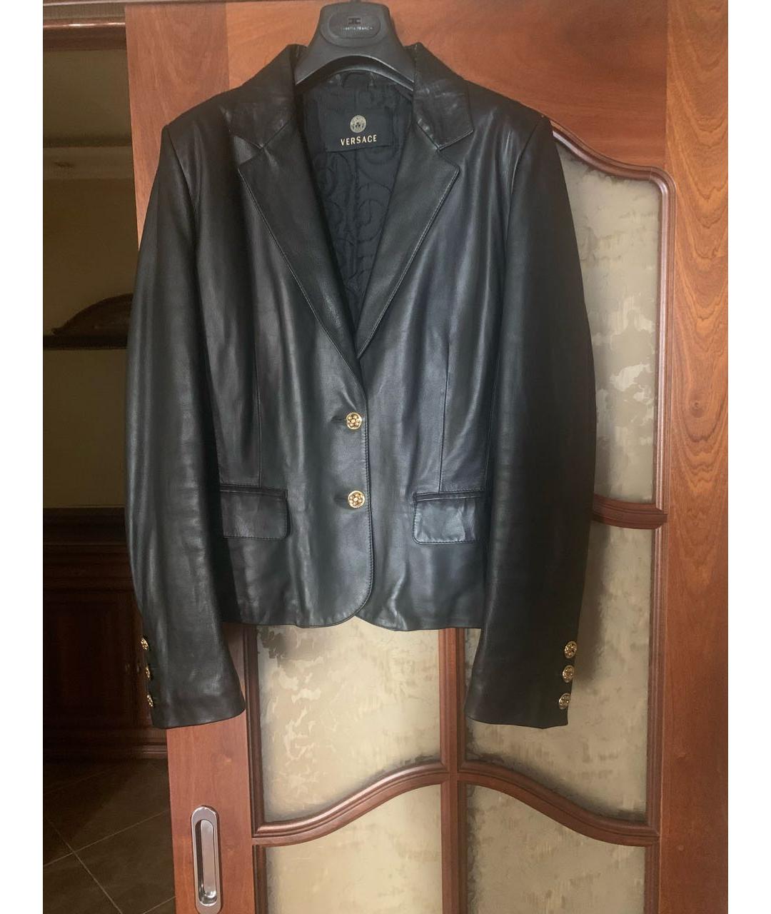 VERSACE Черная кожаная куртка, фото 9
