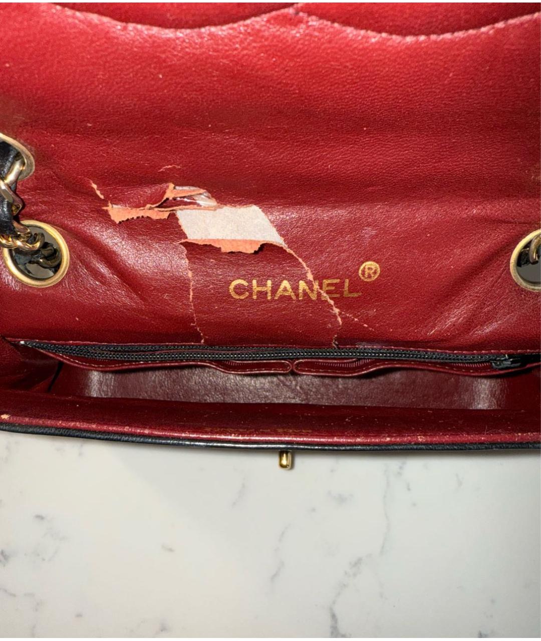 CHANEL Черная кожаная сумка с короткими ручками, фото 5