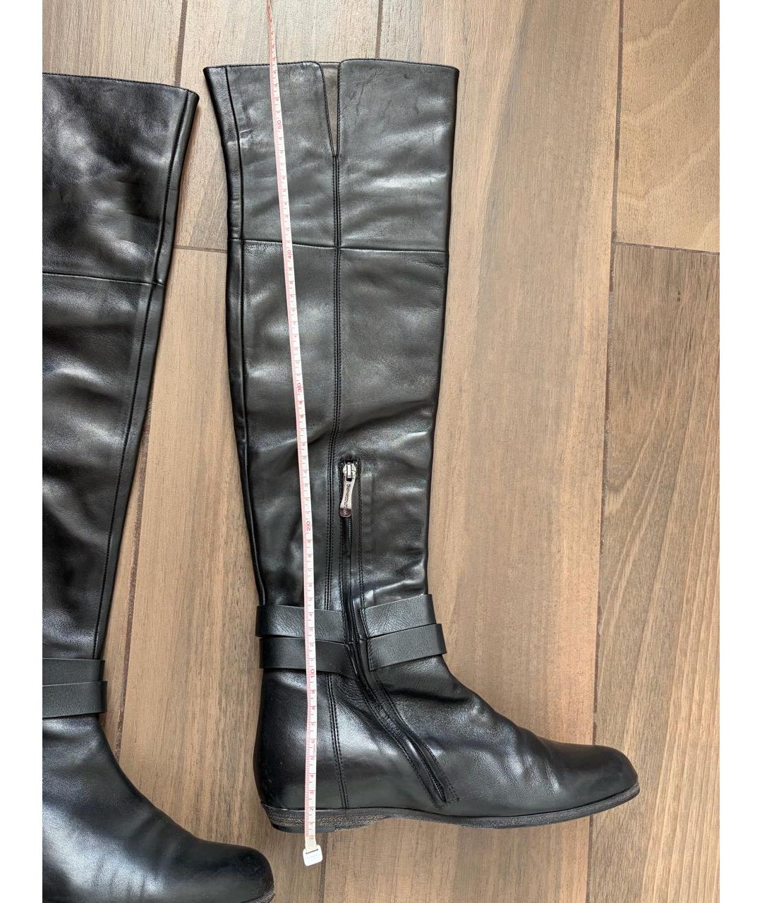 GIAN MARCO LORENZI Черные кожаные ботфорты, фото 7