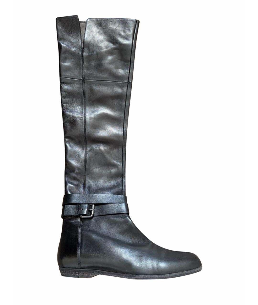 GIAN MARCO LORENZI Черные кожаные ботфорты, фото 1