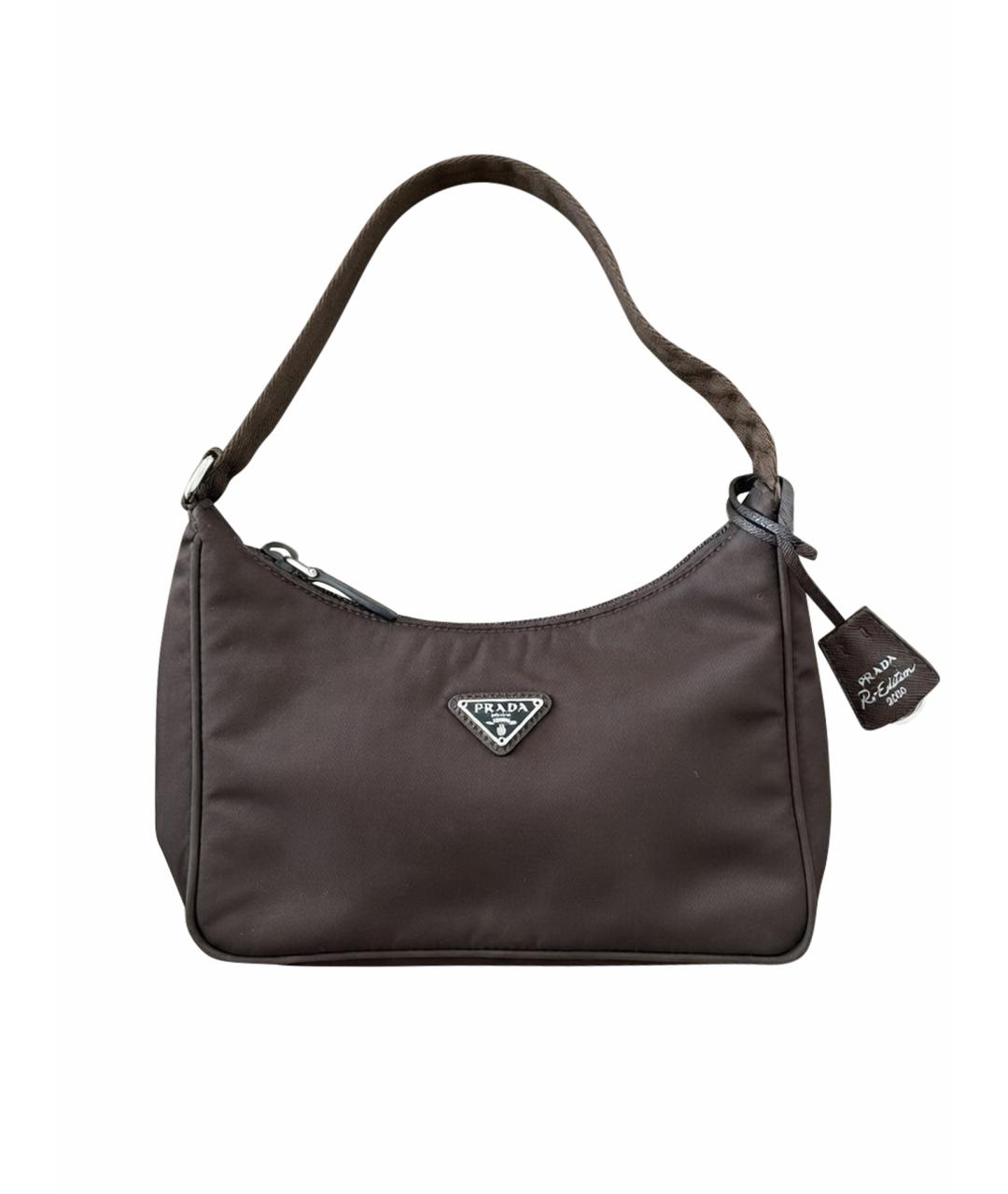 PRADA Коричневая тканевая сумка с короткими ручками, фото 1