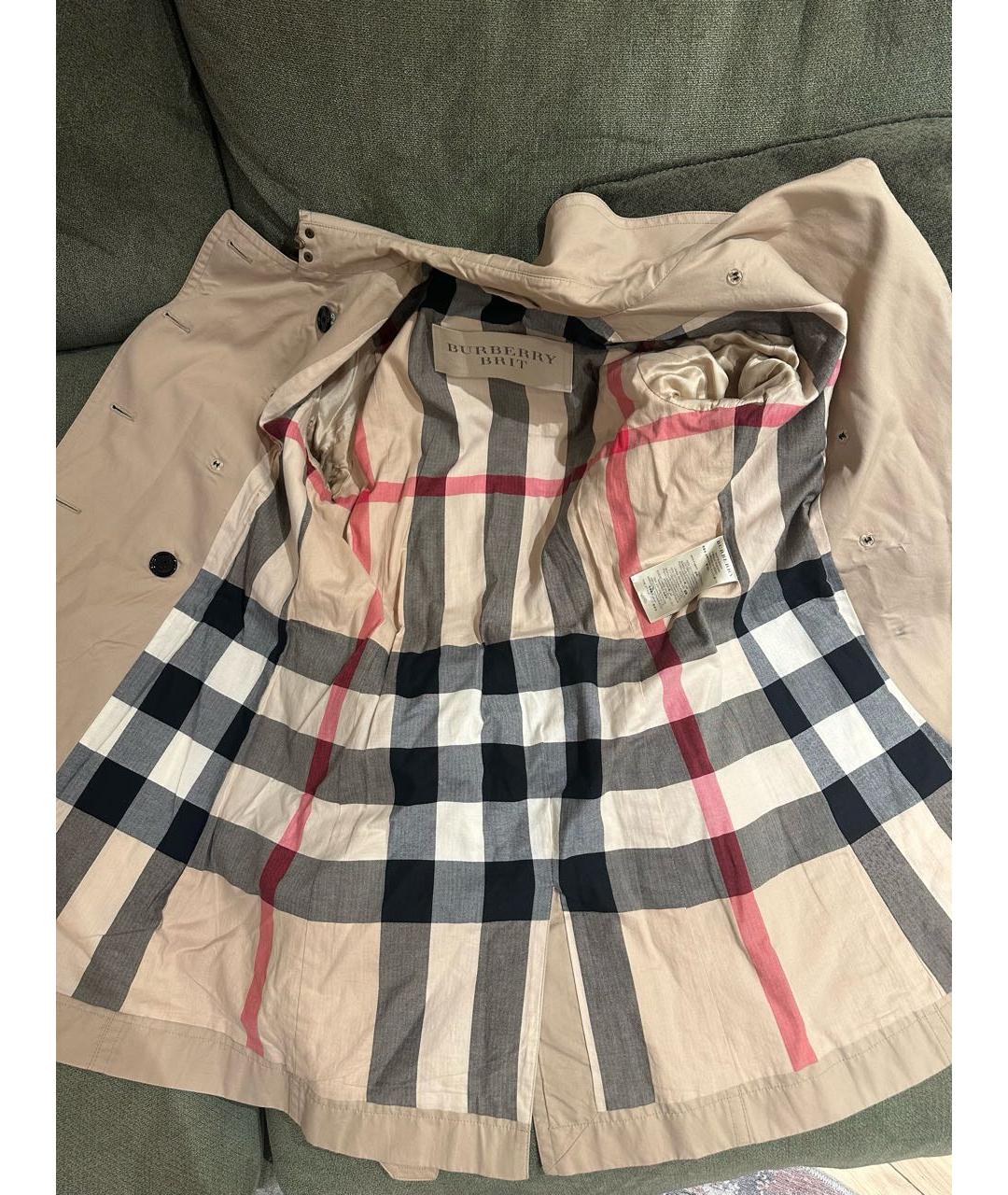 BURBERRY Бежевый хлопковый тренч/плащ, фото 3