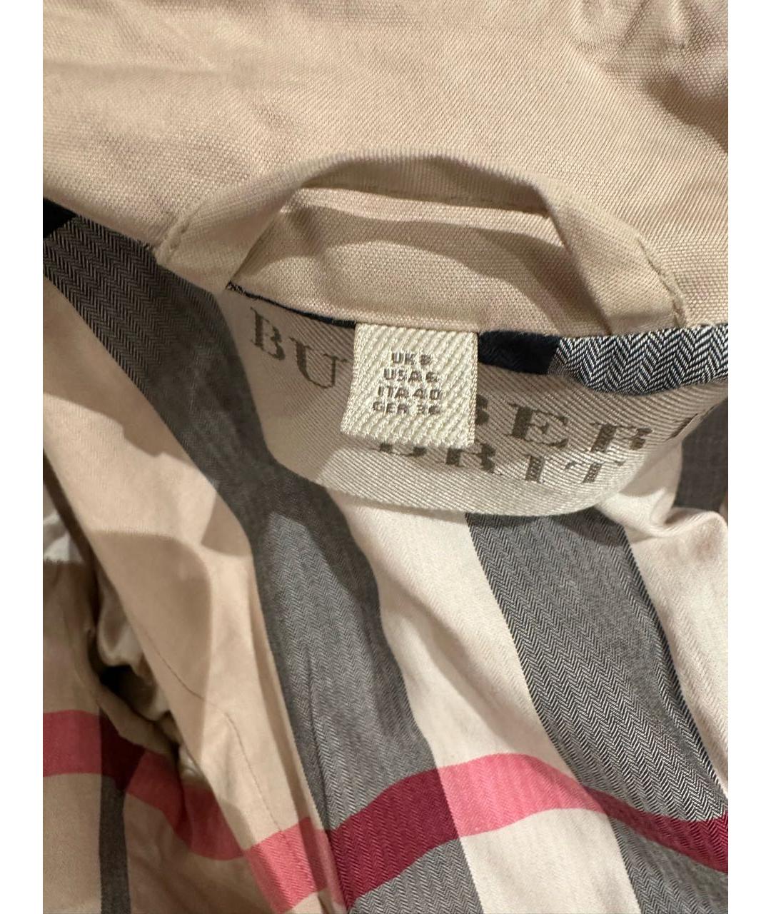 BURBERRY Бежевый хлопковый тренч/плащ, фото 4