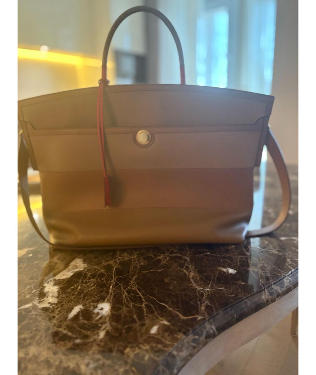 BURBERRY Коричневая кожаная сумка тоут, фото 5