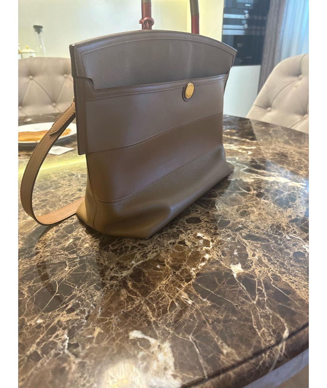 BURBERRY Коричневая кожаная сумка тоут, фото 2