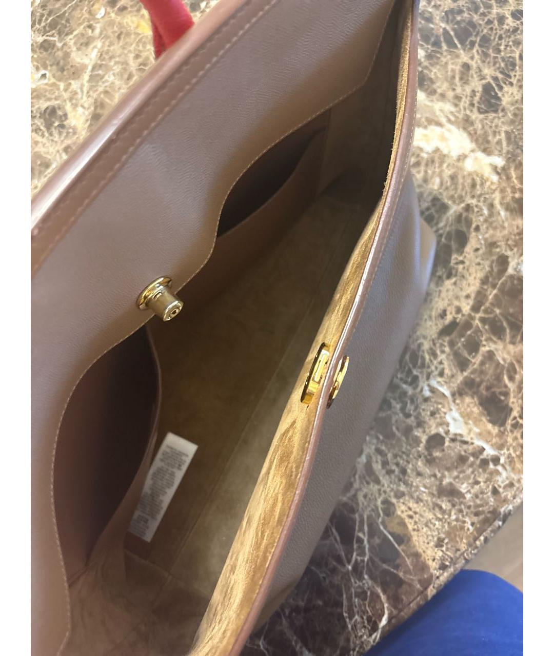 BURBERRY Коричневая кожаная сумка тоут, фото 4