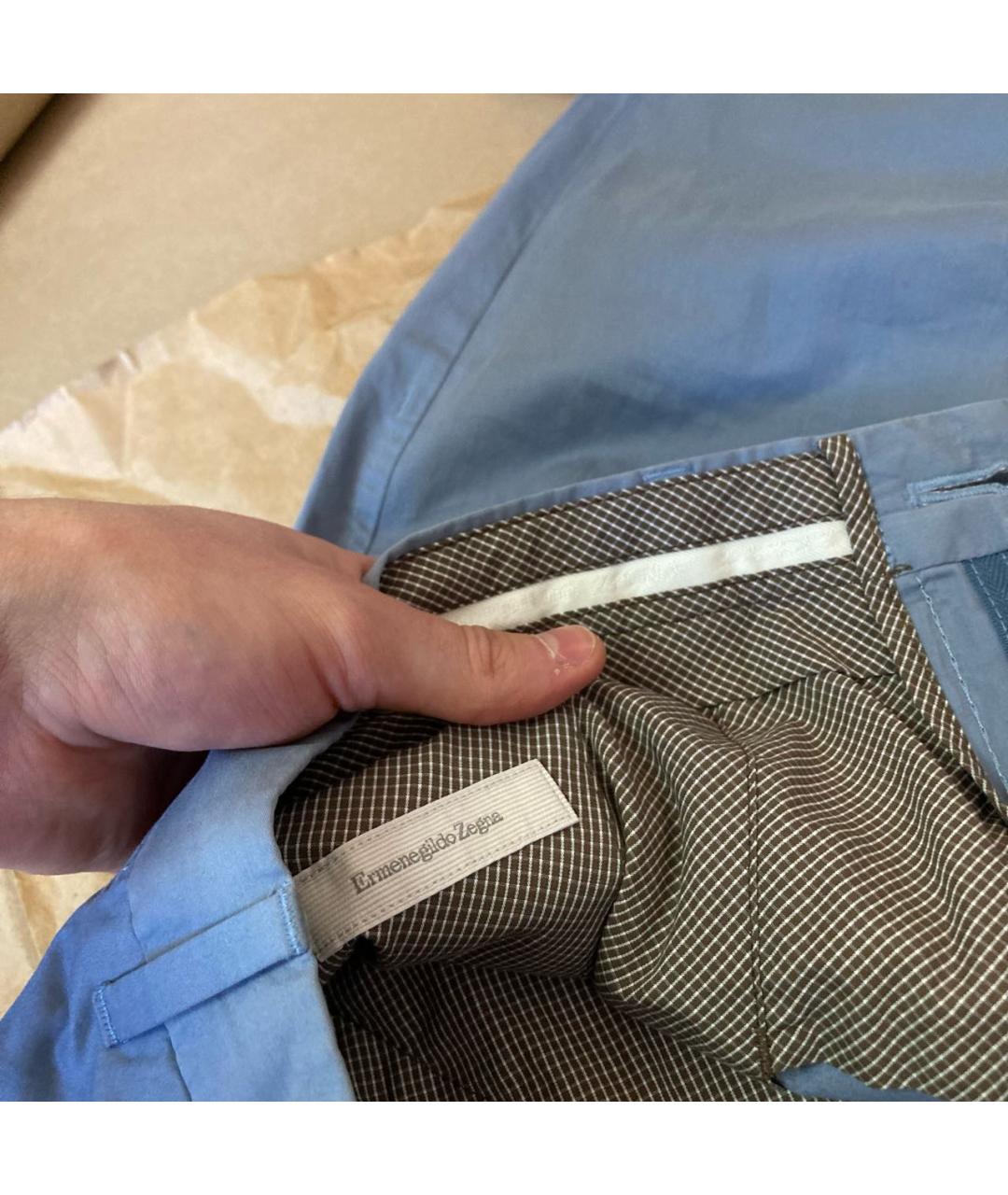 ERMENEGILDO ZEGNA XXX Голубые хлопковые повседневные брюки, фото 6