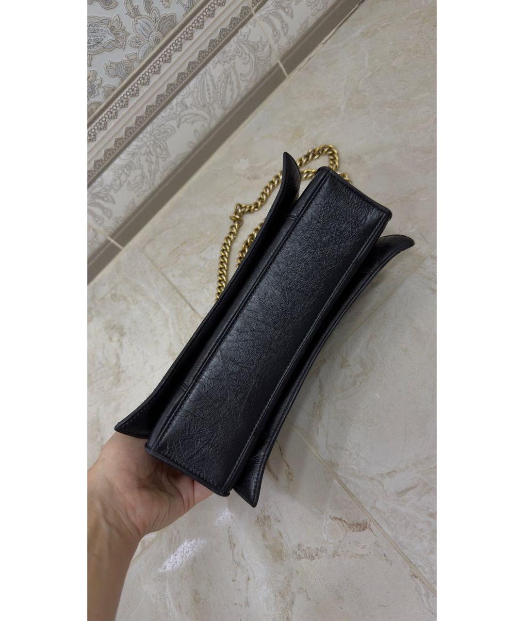 BALENCIAGA Черная кожаная сумка через плечо, фото 4