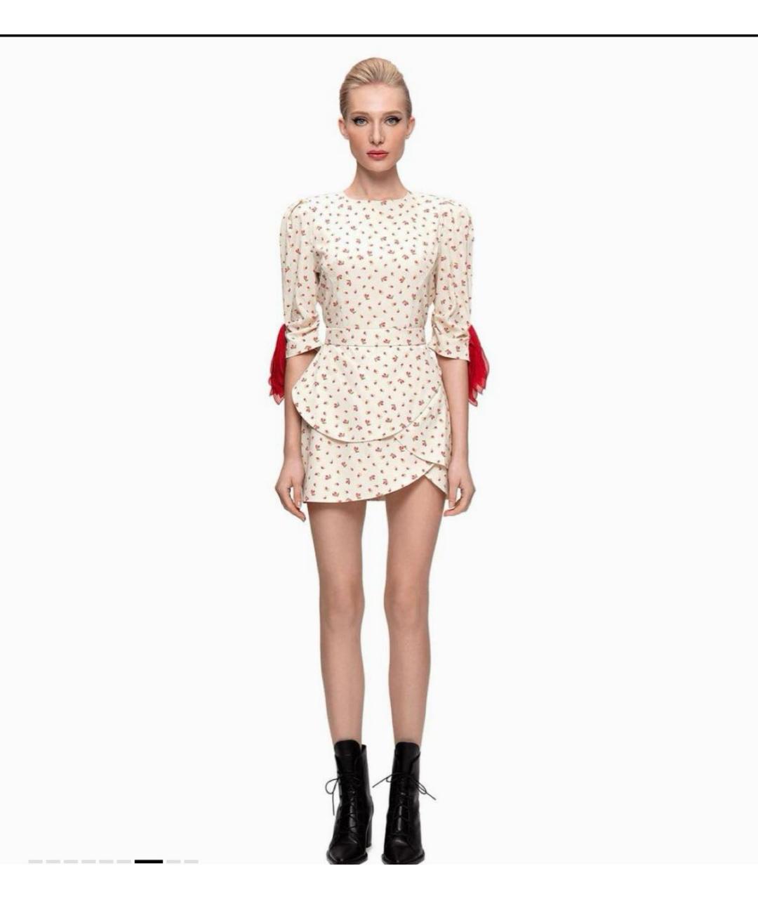 ULYANA SERGEENKO Бежевое шелковое повседневное платье, фото 2