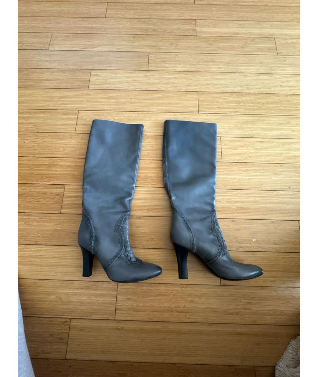 BOTTEGA VENETA Серые кожаные сапоги, фото 9