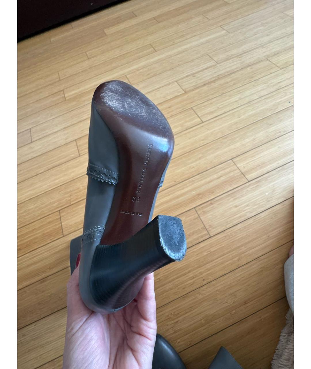 BOTTEGA VENETA Серые кожаные сапоги, фото 5