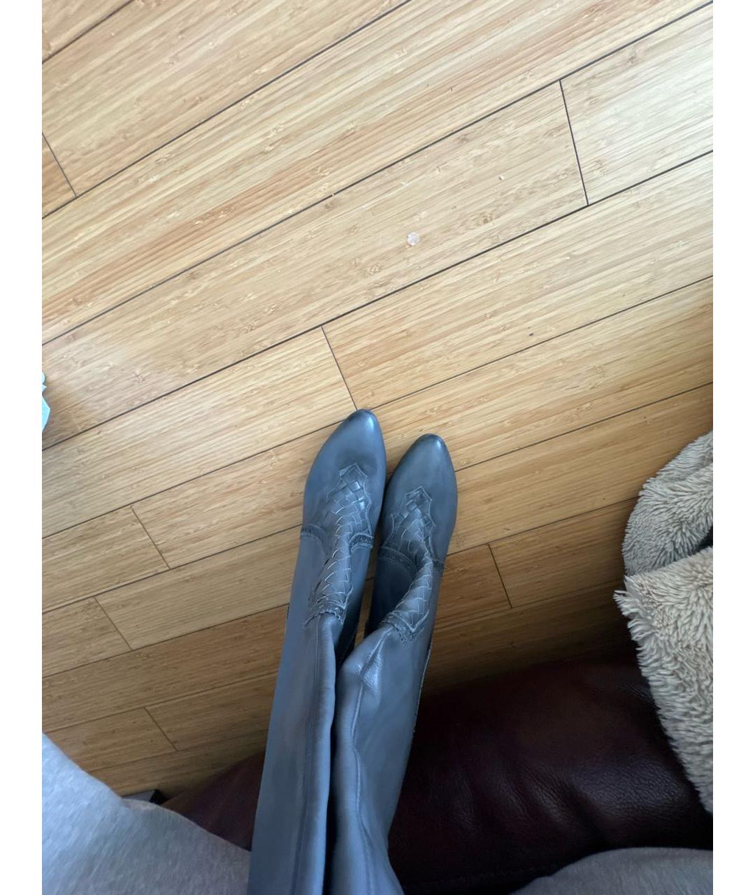 BOTTEGA VENETA Серые кожаные сапоги, фото 3