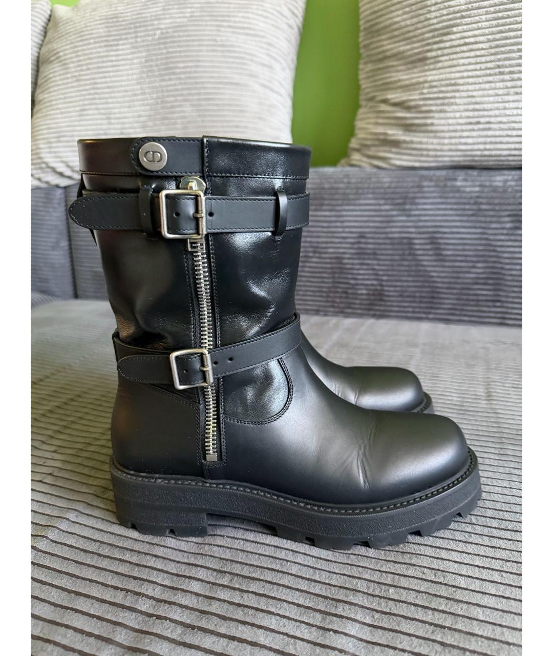 CHRISTIAN DIOR Черные кожаные ботинки, фото 6