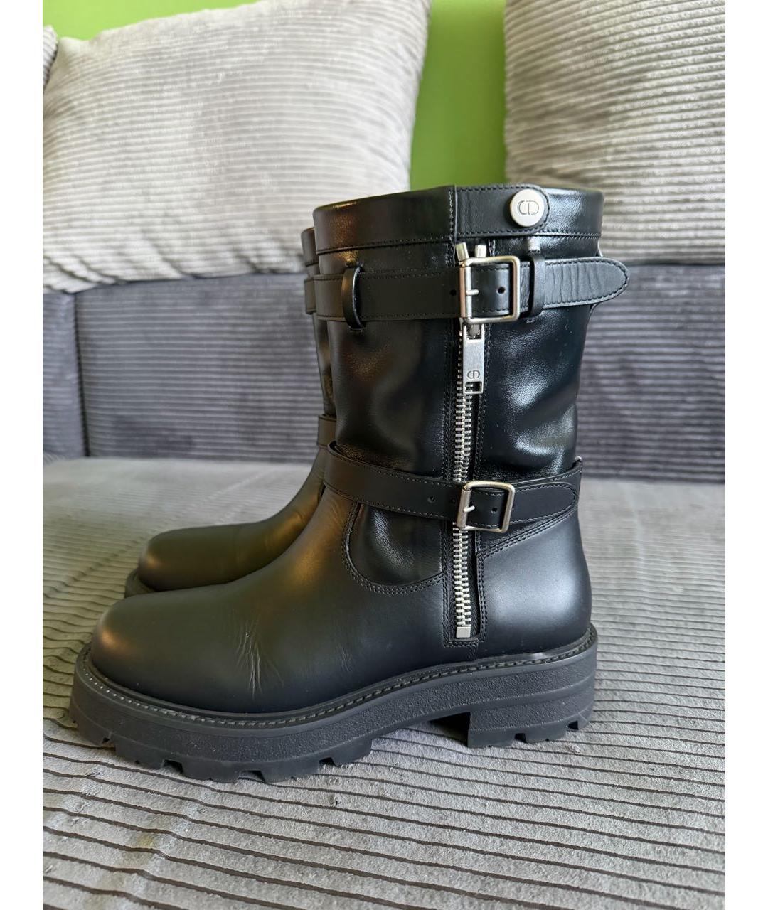 CHRISTIAN DIOR Черные кожаные ботинки, фото 7
