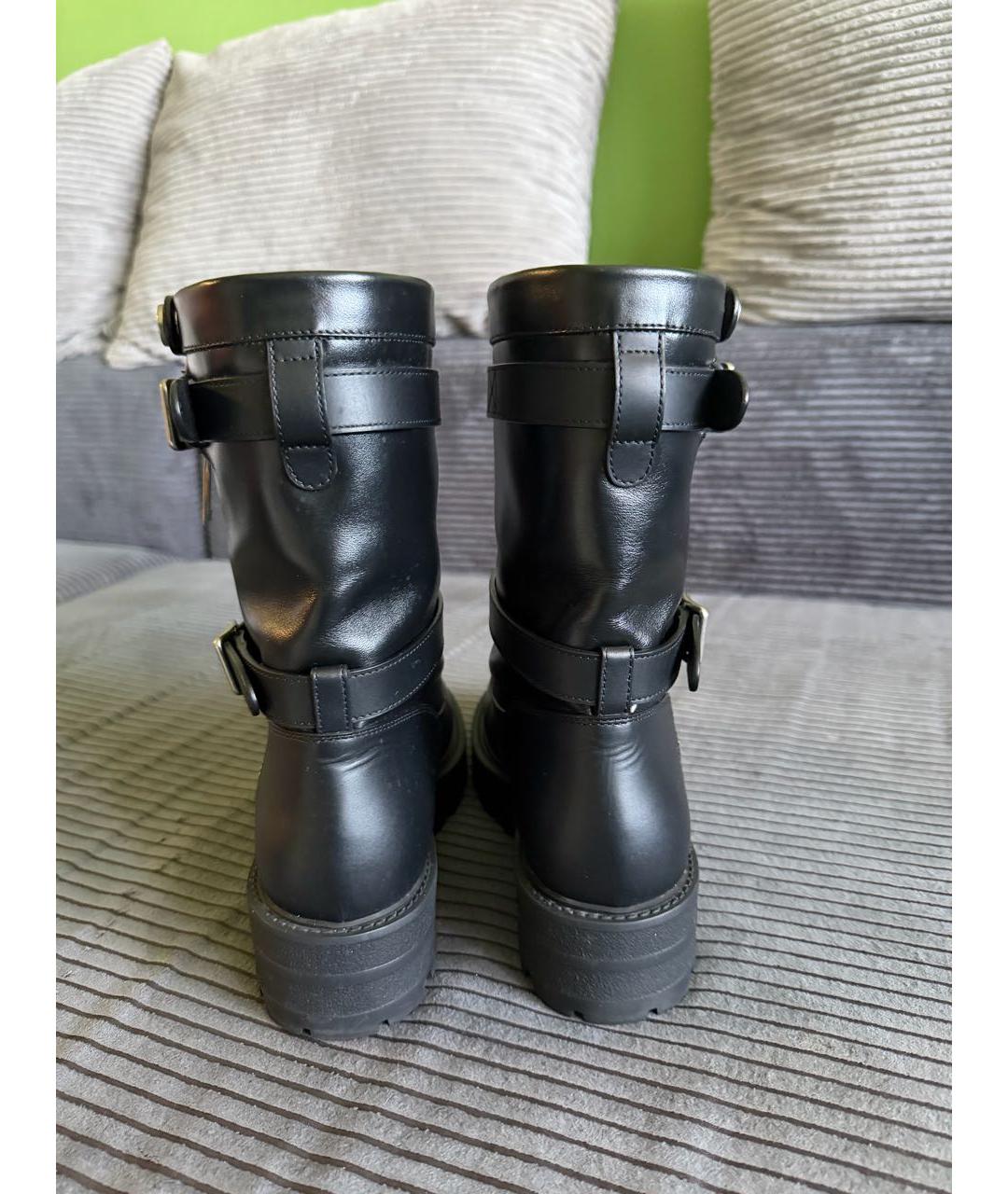 CHRISTIAN DIOR Черные кожаные ботинки, фото 4