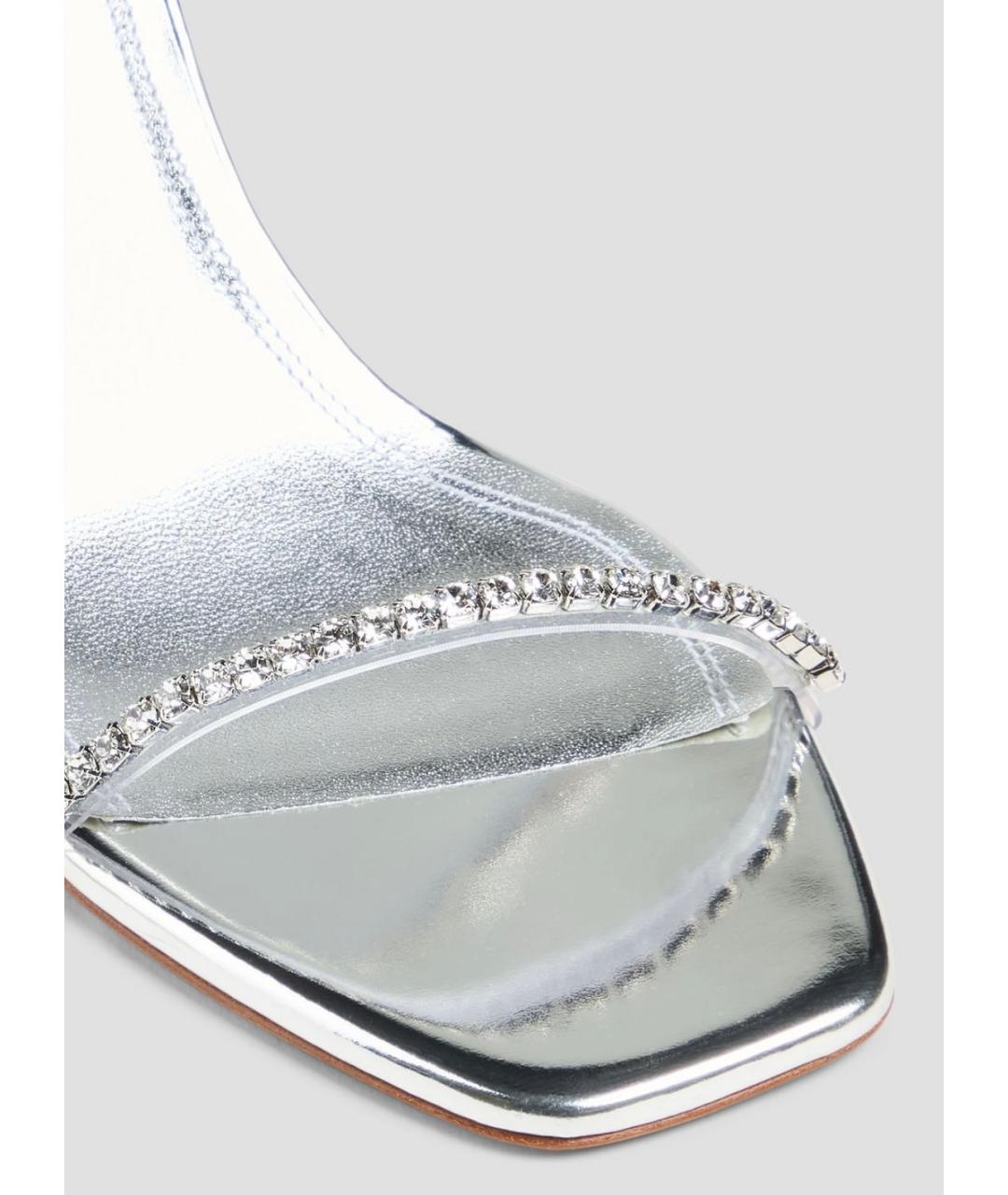 Amina Muaddi Серебряные мюли, фото 4