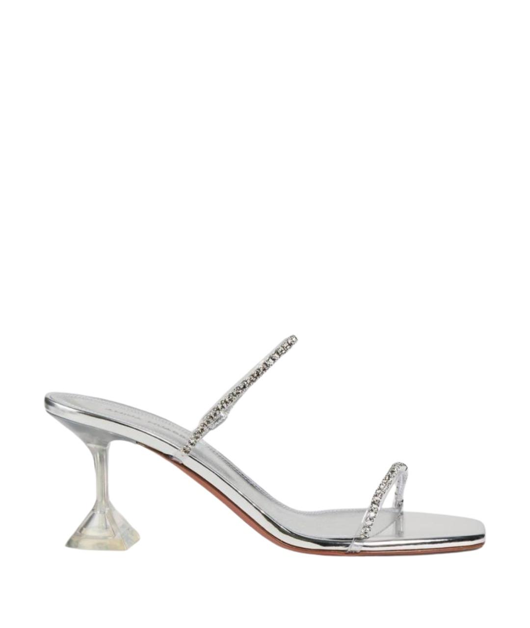 Amina Muaddi Серебряные мюли, фото 1