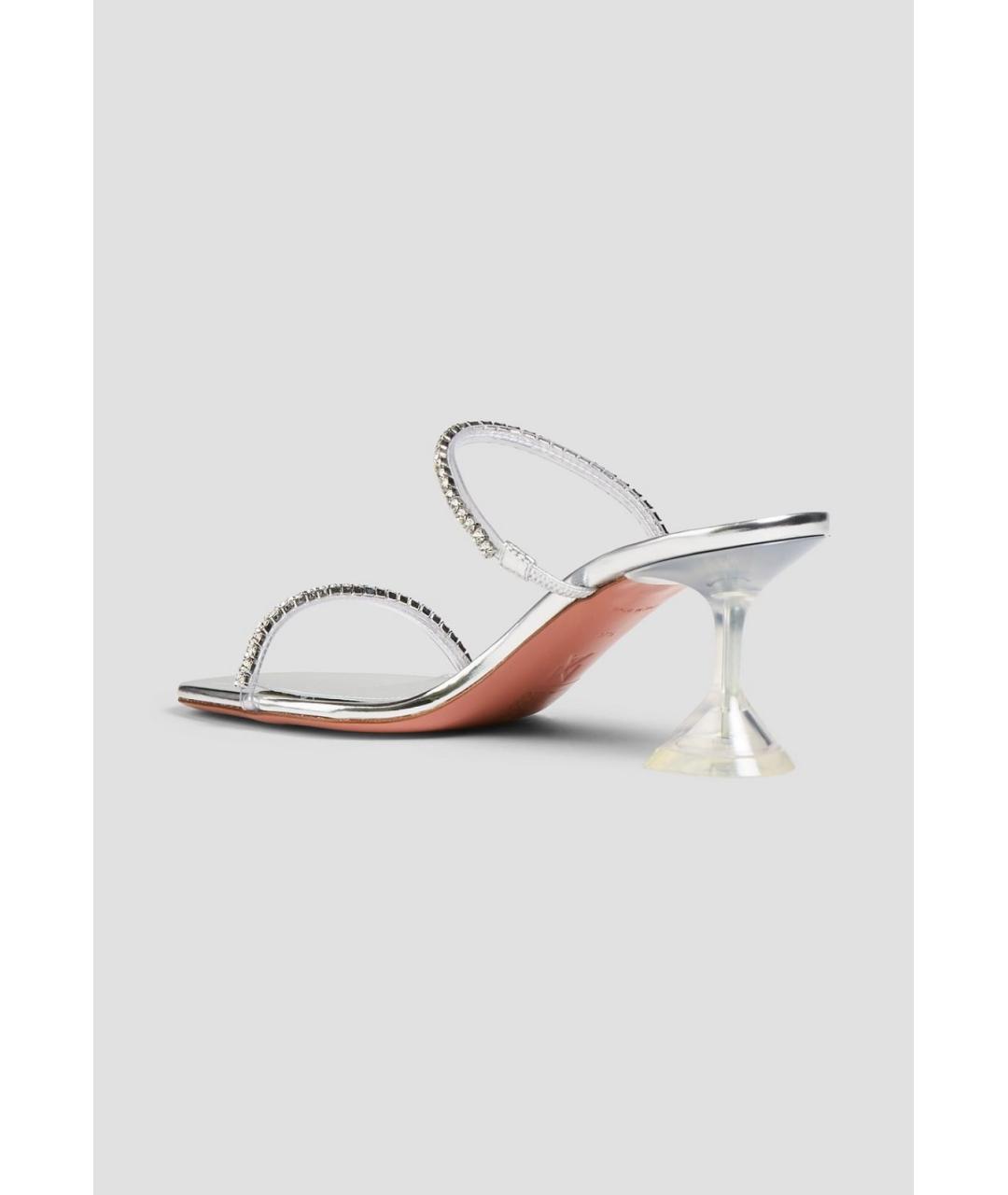Amina Muaddi Серебряные мюли, фото 3