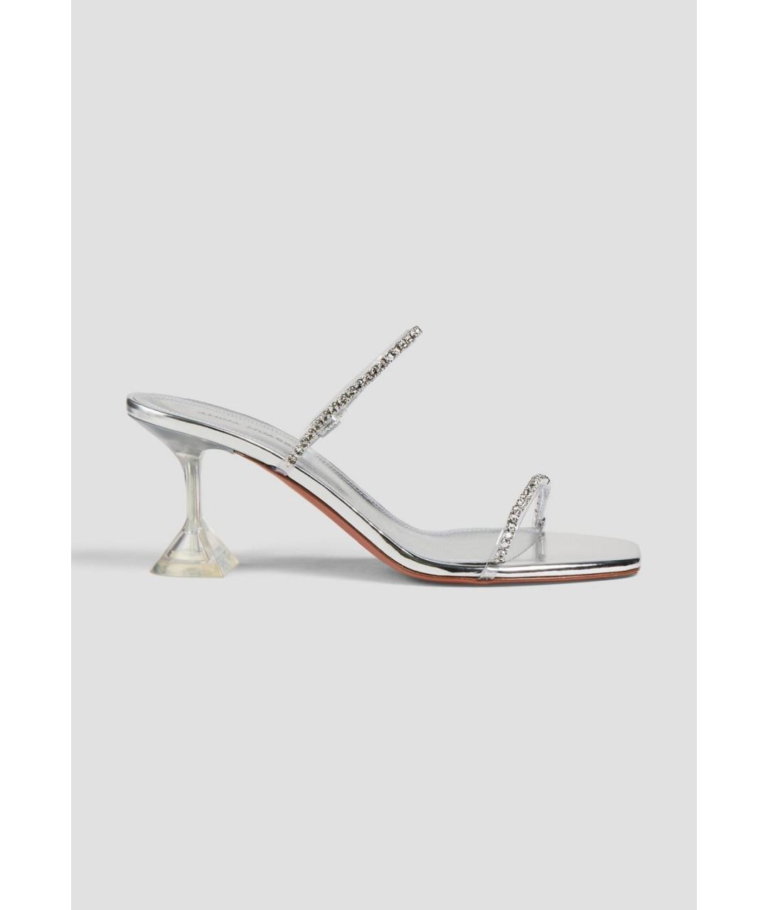 Amina Muaddi Серебряные мюли, фото 5