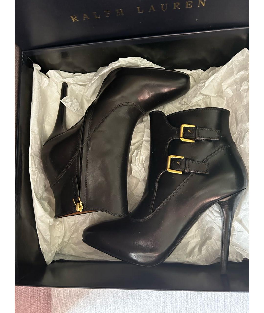 RALPH LAUREN Черные кожаные ботильоны, фото 8