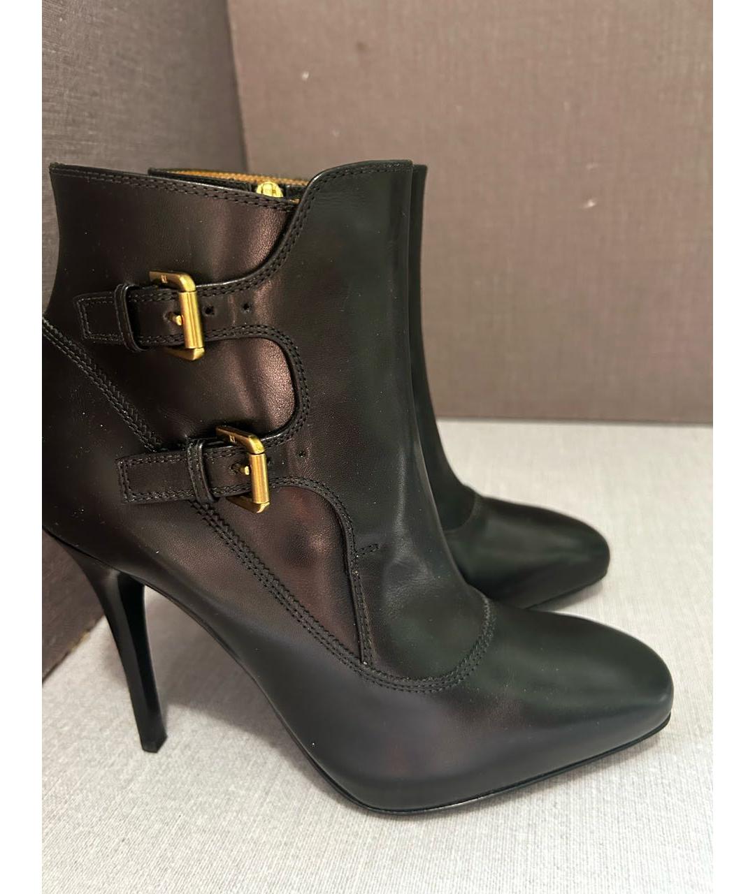 RALPH LAUREN Черные кожаные ботильоны, фото 5